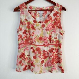 Vintage 90s Y2K Emma James Feminine Floral Babydoll Tank Top Womens 8 Boho Chic